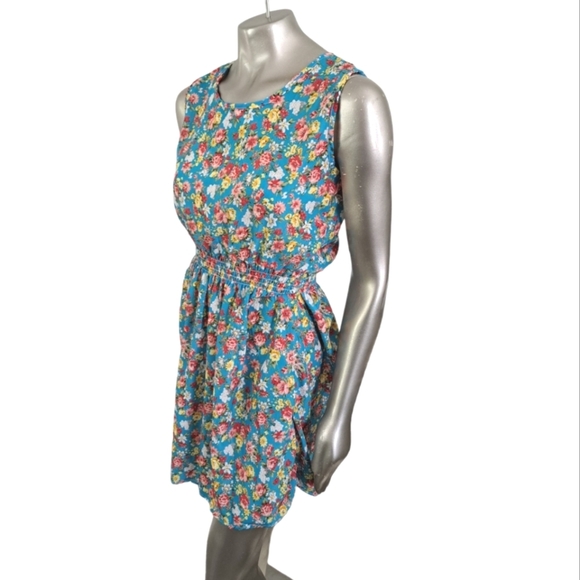 🪻BOGO🪻 Floral Sleeveless Dress Size Large Elastic Waist - Picture 3 of 9